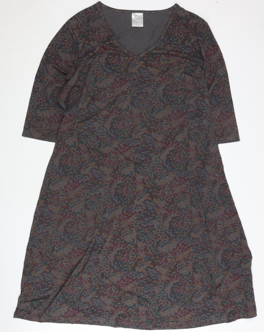 Being Casual Women’s Multicoloured A-Line Dress UK 24 V-Neck 3/4 Sleeve