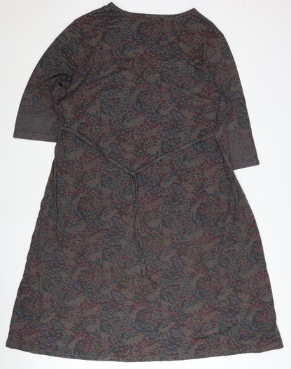 Being Casual Women’s Multicoloured A-Line Dress UK 24 V-Neck 3/4 Sleeve
