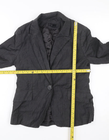 H&M Women’s Grey Wool Blazer Size 10 Regular Single Breasted Jacket
