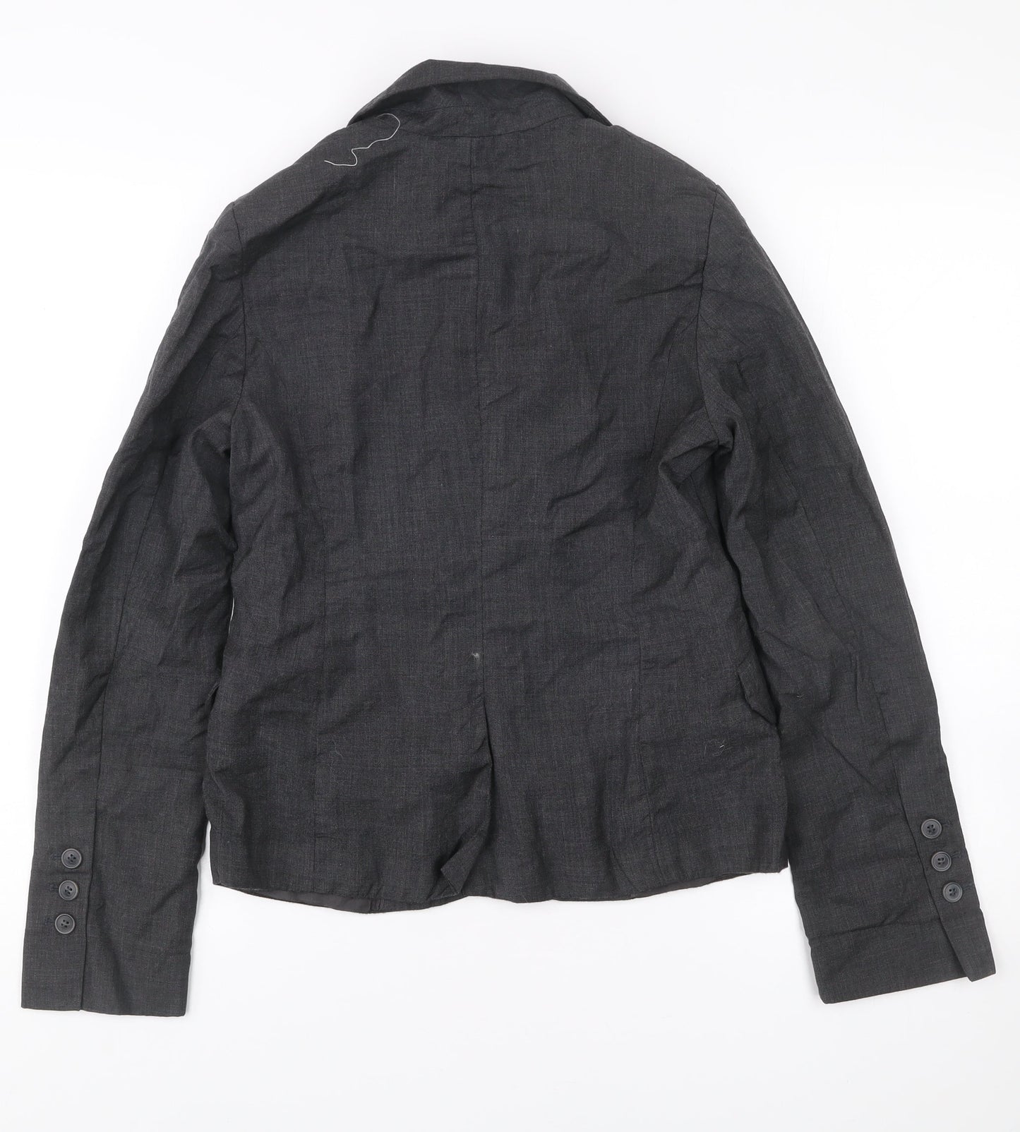 H&M Women’s Grey Wool Blazer Size 10 Regular Single Breasted Jacket