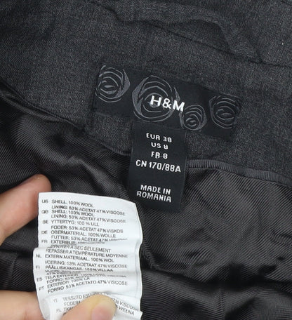 H&M Women’s Grey Wool Blazer Size 10 Regular Single Breasted Jacket