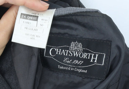Chatsworth Men’s Grey Wool Blazer Jacket Size 40R Single Breasted