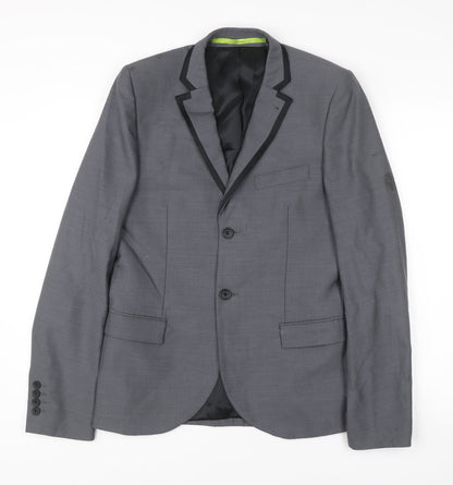 Topman Men's Grey Slim Fit Blazer Jacket Size 36 Chest Formal
