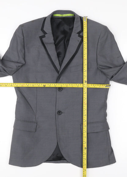 Topman Men's Grey Slim Fit Blazer Jacket Size 36 Chest Formal