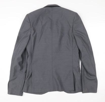 Topman Men's Grey Slim Fit Blazer Jacket Size 36 Chest Formal