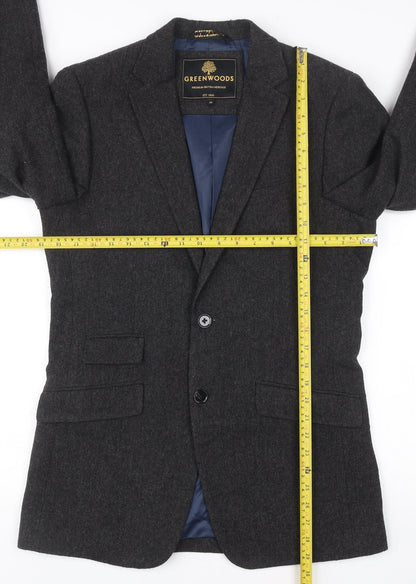 Greenwoods Men’s Grey Wool Blend Blazer Jacket Size 36R