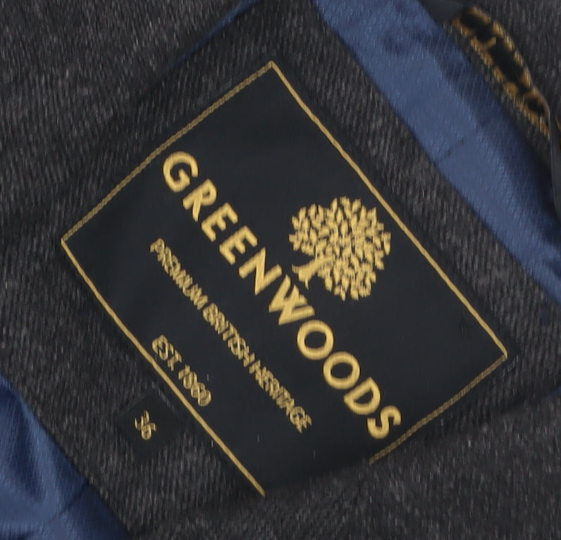 Greenwoods Men’s Grey Wool Blend Blazer Jacket Size 36R