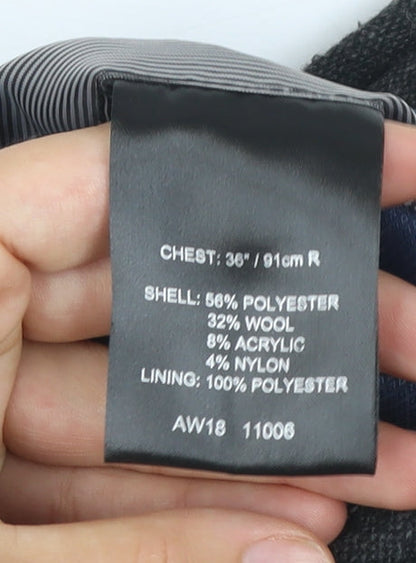 Greenwoods Men’s Grey Wool Blend Blazer Jacket Size 36R