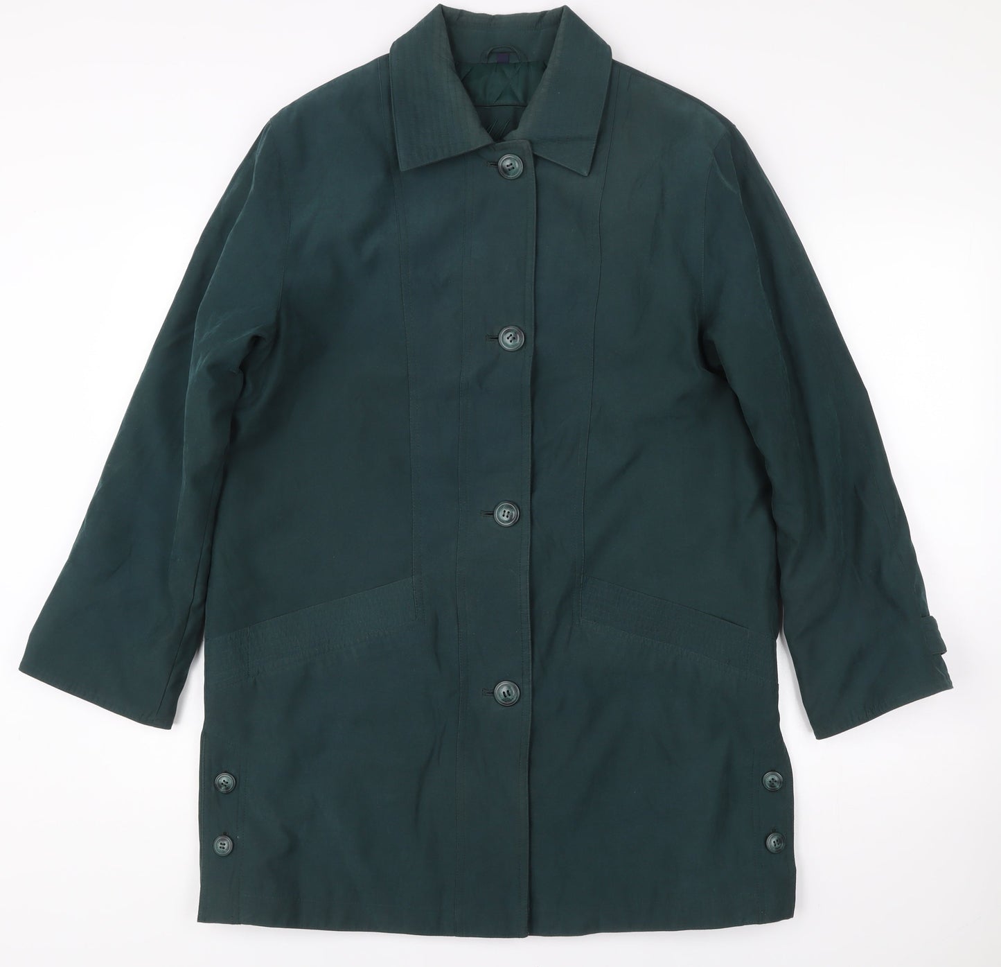 Nuage Womens Green Size 10 Mid-Length Overcoat Polyester Nylon