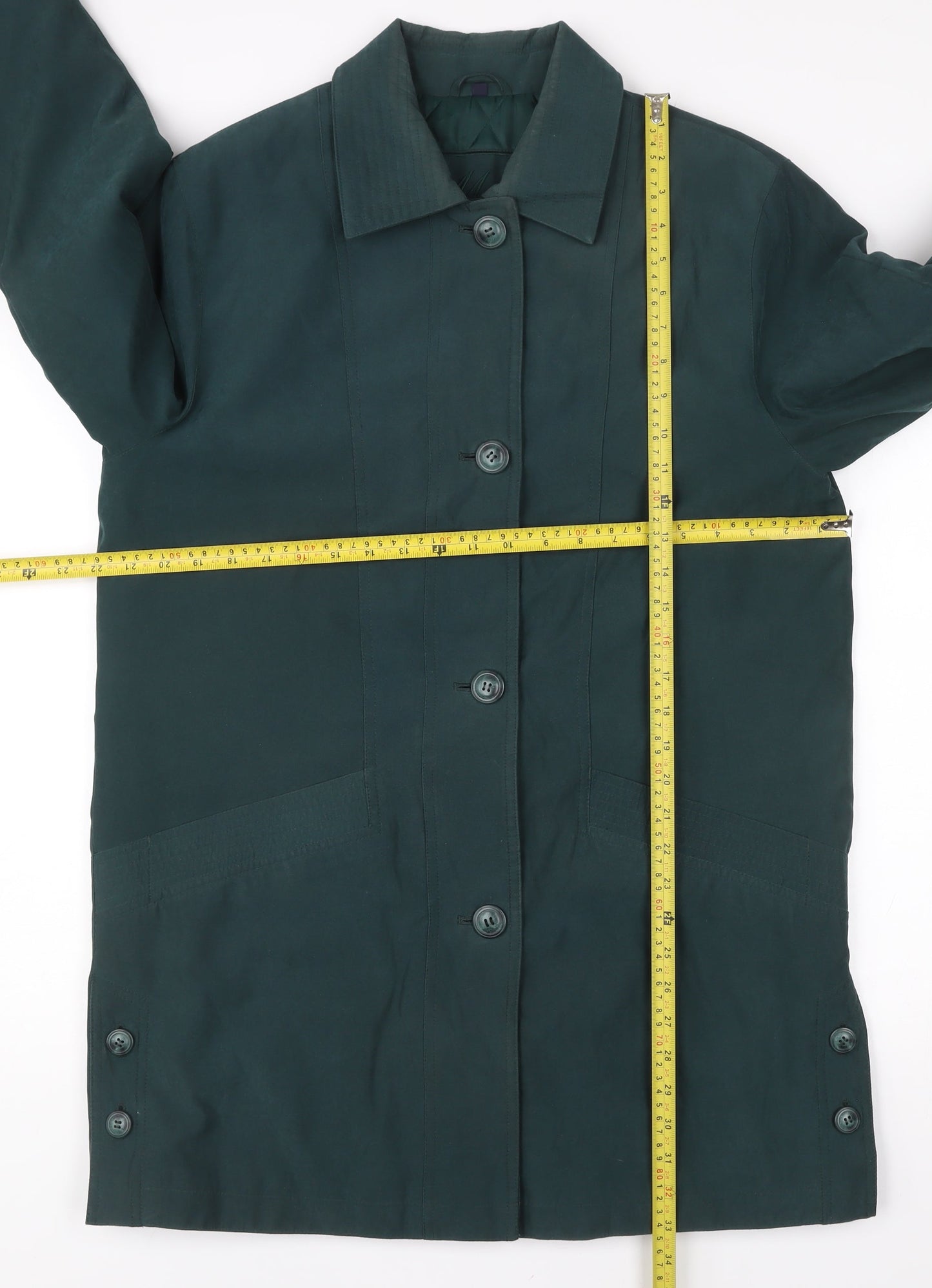 Nuage Womens Green Size 10 Mid-Length Overcoat Polyester Nylon