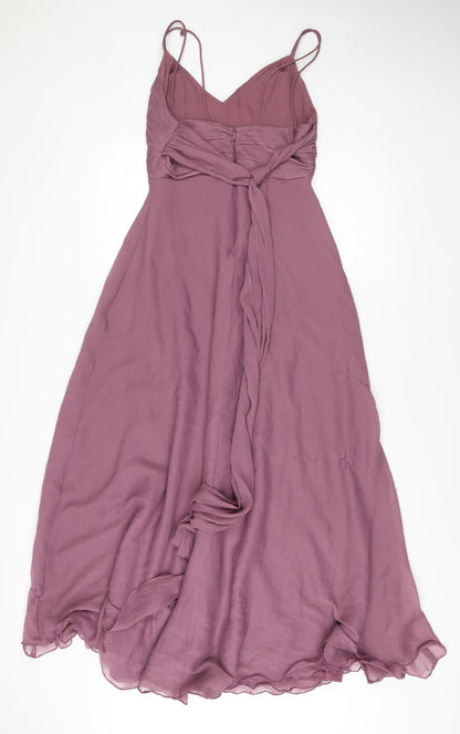 ASOS Women’s Purple Size 8 Midi Slip Dress V-Neck Cocktail Party