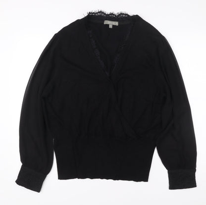 Womens UK Size 2XL Oasis Black Wrap Blouse