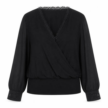 Womens UK Size 2XL Oasis Black Wrap Blouse