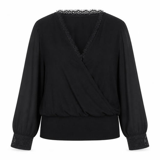 Womens UK Size 2XL Oasis Black Wrap Blouse