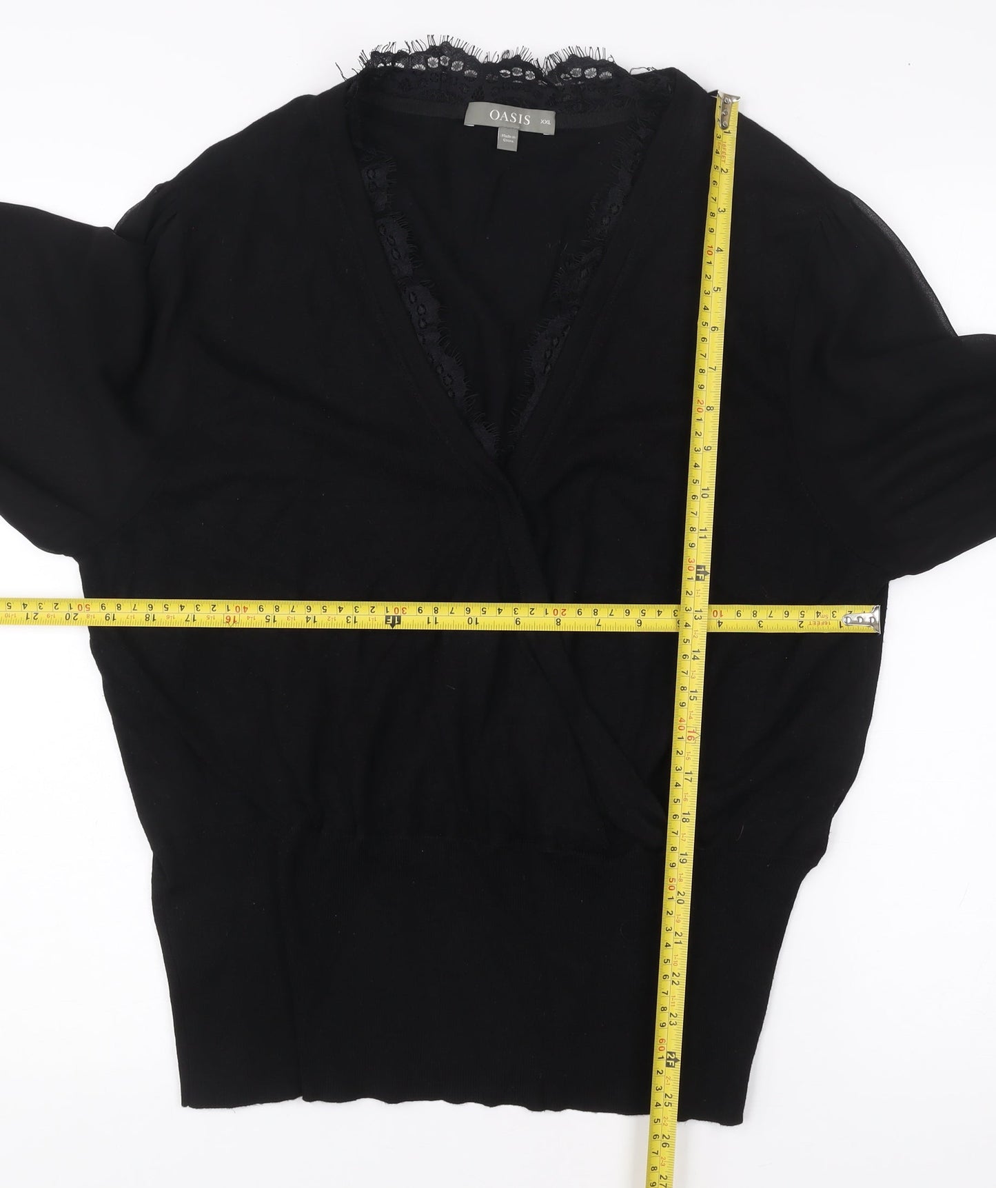 Womens UK Size 2XL Oasis Black Wrap Blouse