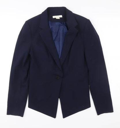 H&M Women’s Blue Size 10 One Button Tailored Suit Jacket