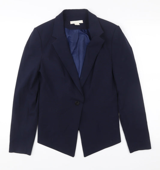 H&M Women’s Blue Size 10 One Button Tailored Suit Jacket