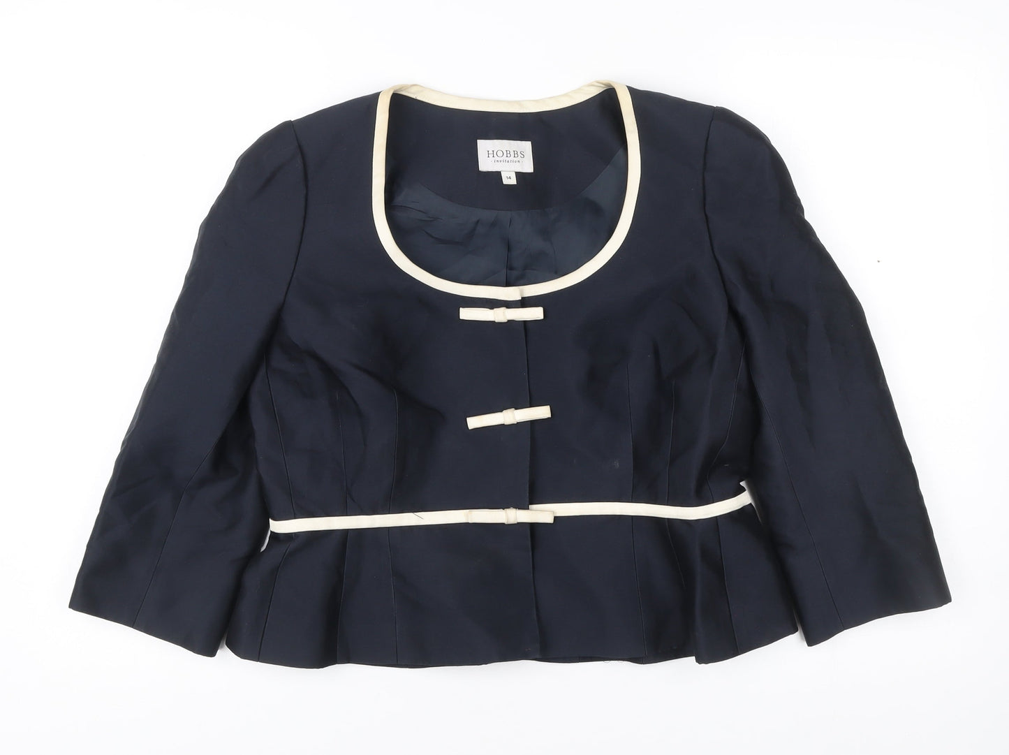 Hobbs Women’s Blue Wool Silk Suit Jacket Size 14 Formal Occasion Wear