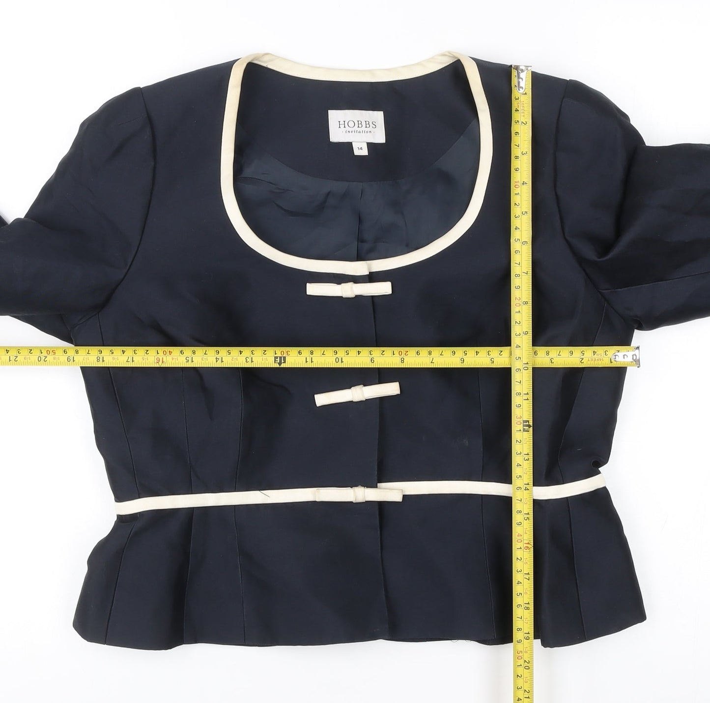 Hobbs Women’s Blue Wool Silk Suit Jacket Size 14 Formal Occasion Wear