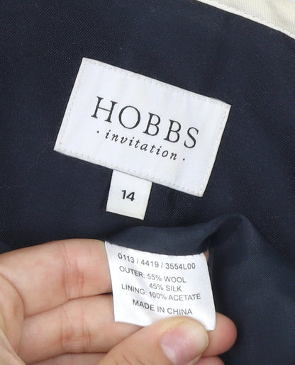 Hobbs Women’s Blue Wool Silk Suit Jacket Size 14 Formal Occasion Wear