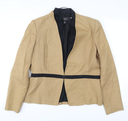 Mango Women Beige XL Suit Jacket Blazer Linen Blend Workwear