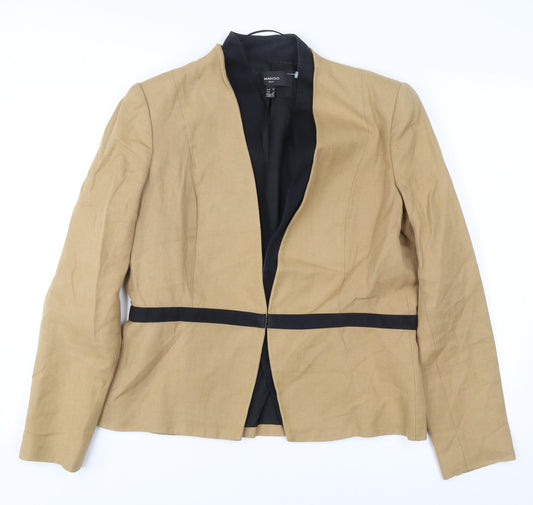 Mango Women Beige XL Suit Jacket Blazer Linen Blend Workwear