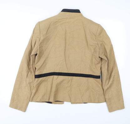 Mango Women Beige XL Suit Jacket Blazer Linen Blend Workwear