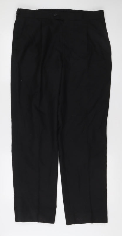 James Barry Unisex Adults Black Wool Blend Formal Dress Trousers Size 36R