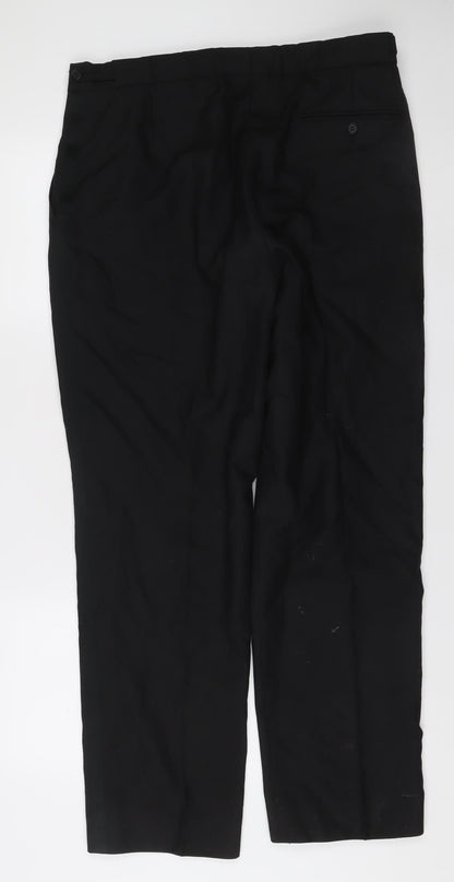 James Barry Unisex Adults Black Wool Blend Formal Dress Trousers Size 36R