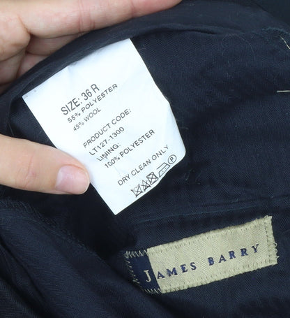 James Barry Unisex Adults Black Wool Blend Formal Dress Trousers Size 36R