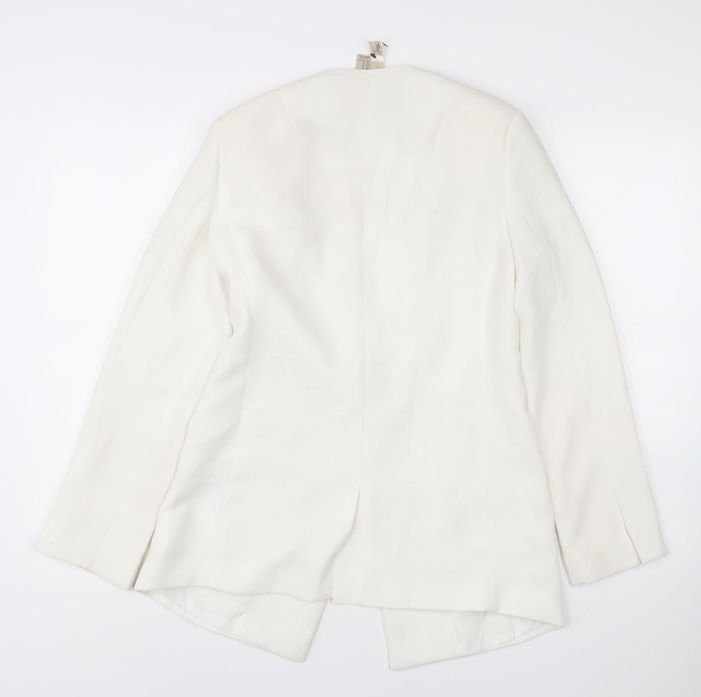 Zara Women White Shawl Collar Suit Jacket Size 12 Tailored Blazer