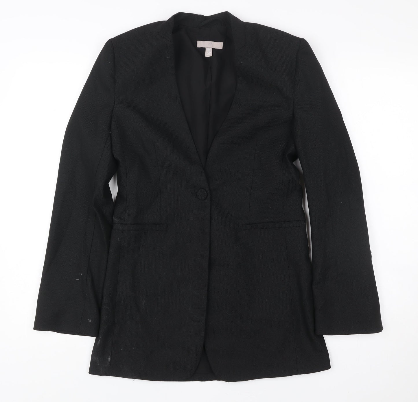 H&M Women’s Black Slim Fit Blazer Jacket Size 6 One Button Workwear