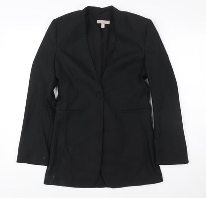 H&M Women’s Black Slim Fit Blazer Jacket Size 6 One Button Workwear