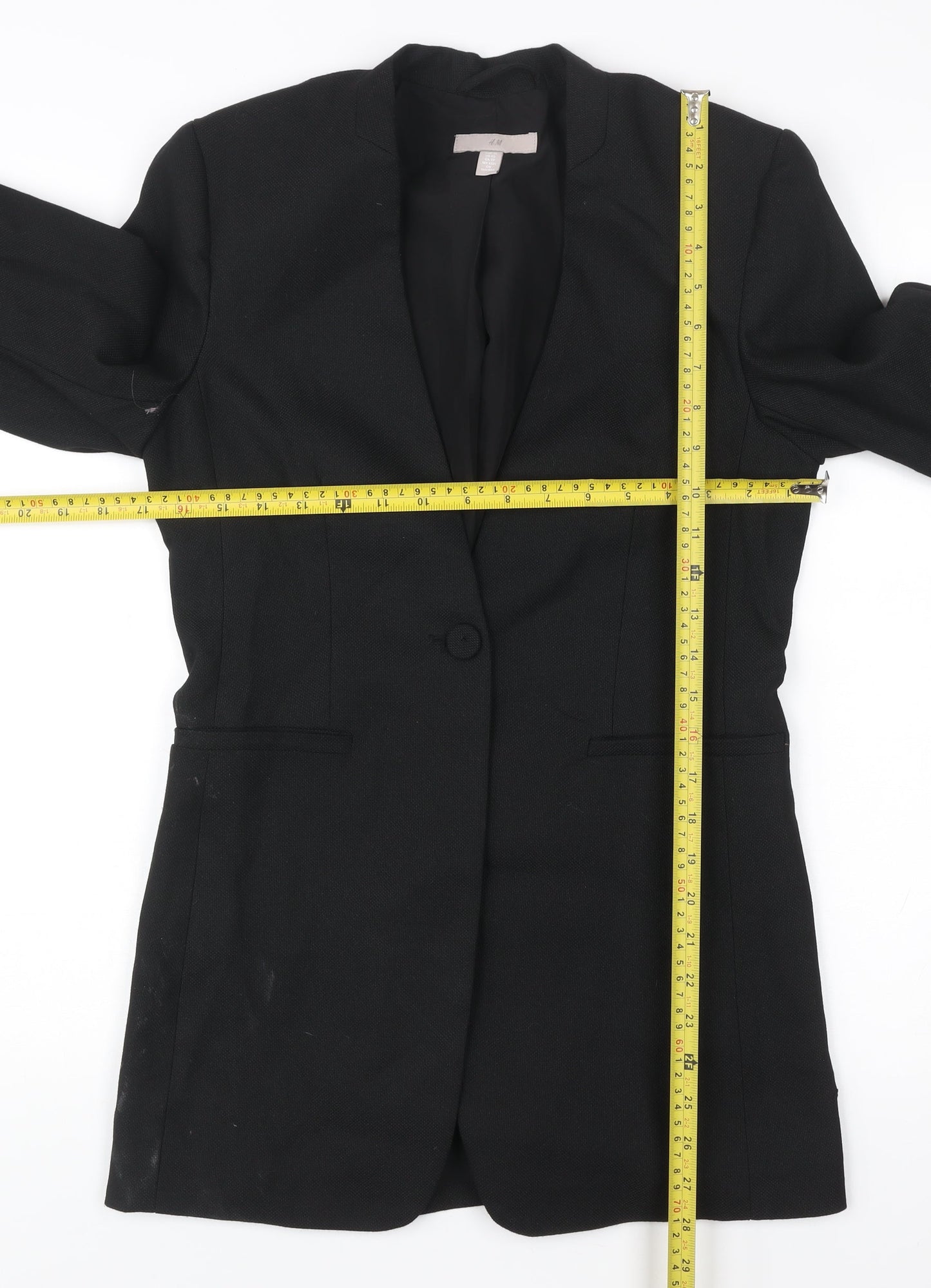 H&M Women’s Black Slim Fit Blazer Jacket Size 6 One Button Workwear