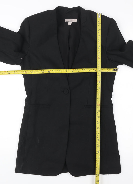 H&M Women’s Black Slim Fit Blazer Jacket Size 6 One Button Workwear
