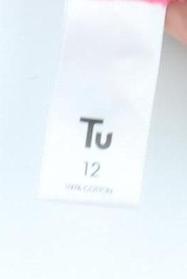 Tu Women’s Pink Cotton Tunic Blouse Size 12 Henley 3/4 Sleeve