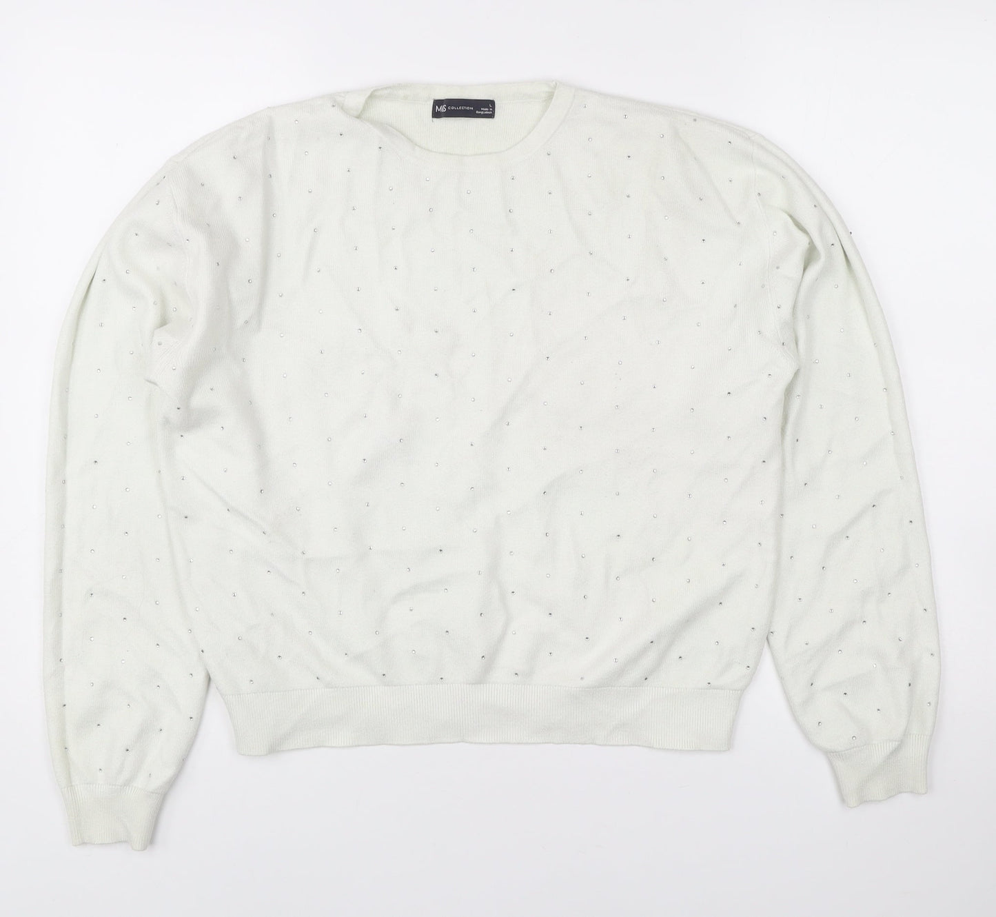 Womens UK Size L Marks and Spencer White Pullover Jumper