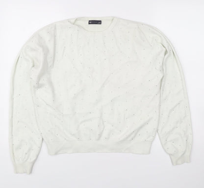 Womens UK Size L Marks and Spencer White Pullover Jumper