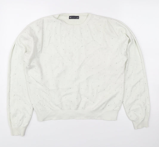 Womens UK Size L Marks and Spencer White Pullover Jumper