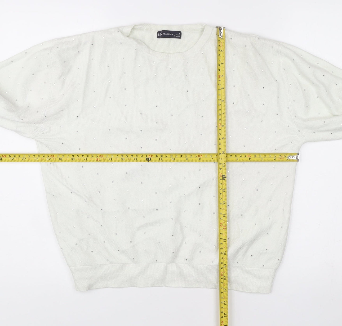 Womens UK Size L Marks and Spencer White Pullover Jumper