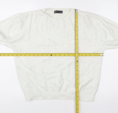 Womens UK Size L Marks and Spencer White Pullover Jumper