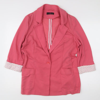 New Look Women Pink Blazer UK 16 One Button 3/4 Sleeve