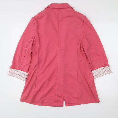 New Look Women Pink Blazer UK 16 One Button 3/4 Sleeve