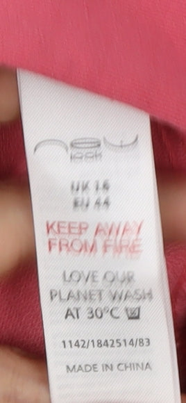 New Look Women Pink Blazer UK 16 One Button 3/4 Sleeve