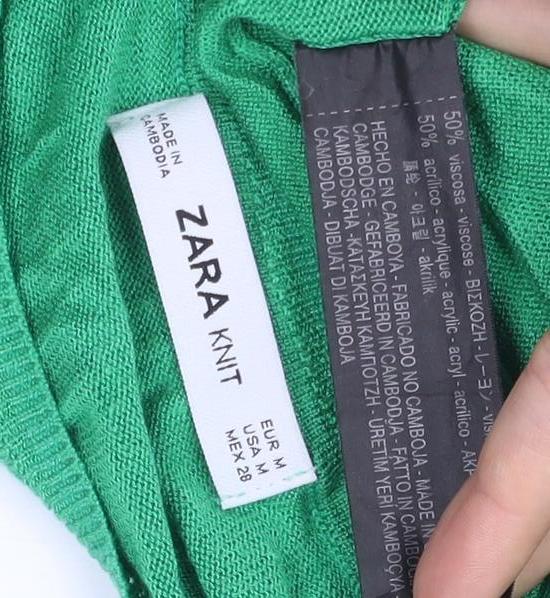 Womens UK Size M Zara Green Pullover Jumper