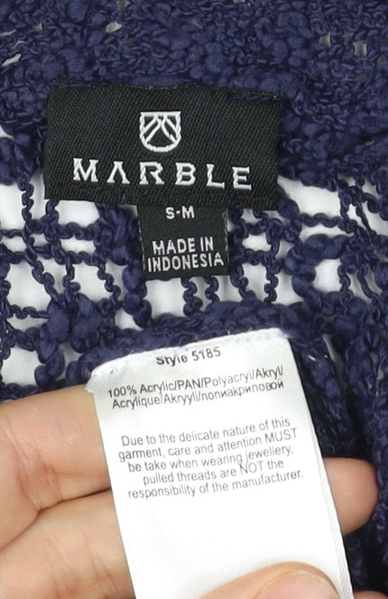 Womens UK Size S Marble Blue Cardigan Jumper
