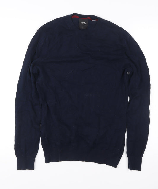 Burton Menswear Men’s Blue Small Pullover Jumper Cotton Blend