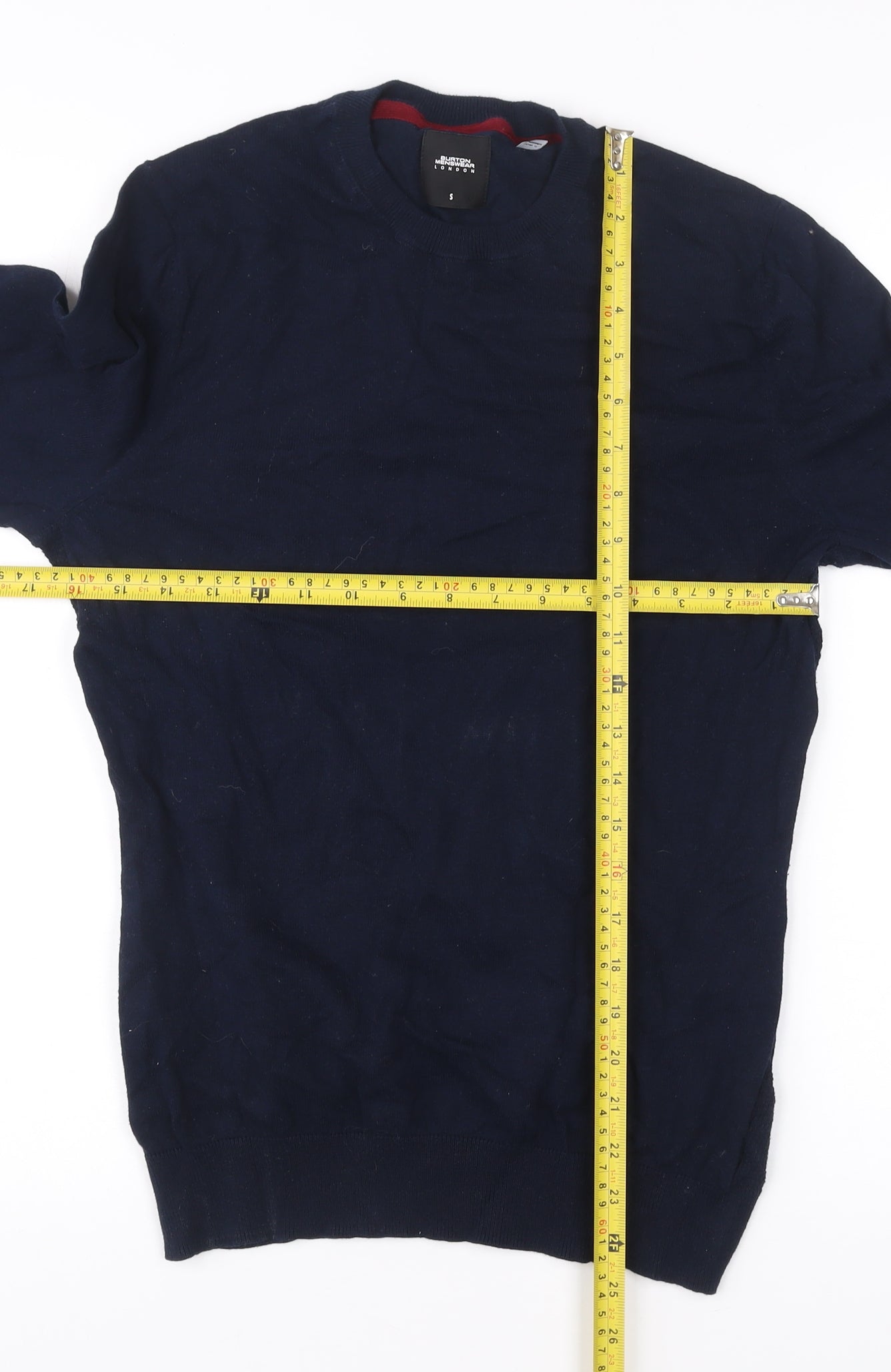 Burton Menswear Men’s Blue Small Pullover Jumper Cotton Blend