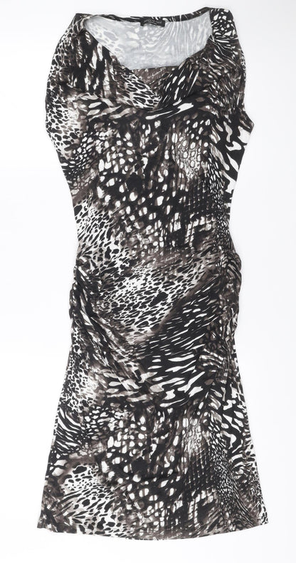 James Lakeland Women’s Black Animal Print Strapless Ruched Dress Size 14