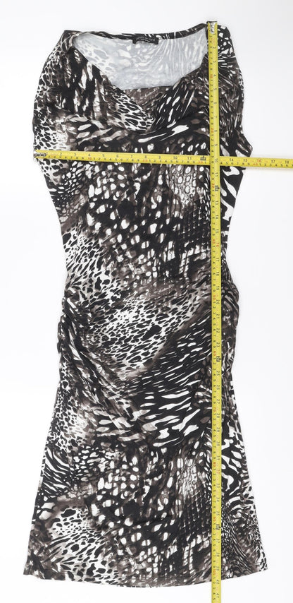 James Lakeland Women’s Black Animal Print Strapless Ruched Dress Size 14